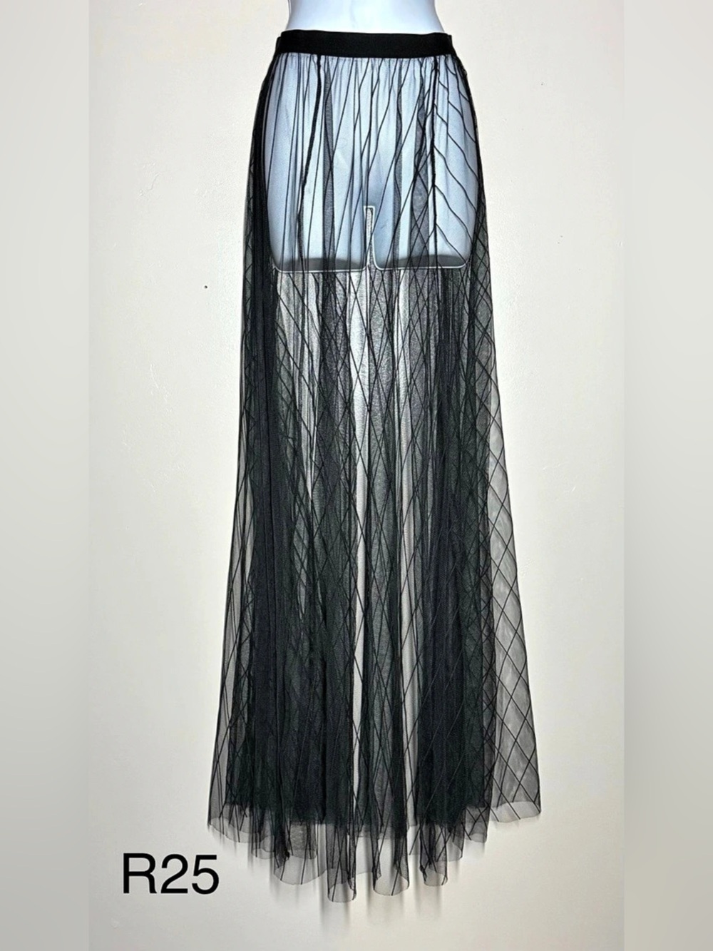 Black Sheer Fringe Maxi Skirt Like New